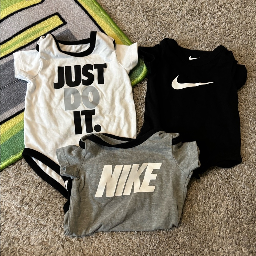Nike 6 month onesies Black, White, Gray